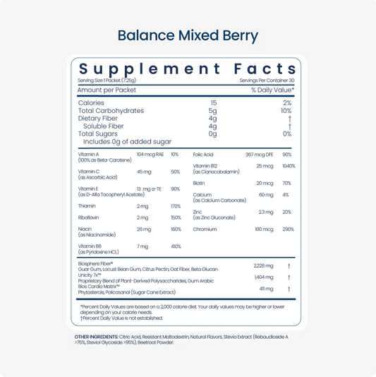 Unicity Balance Mixed Berry Flavor Fiber Supplement Drink Mix - 30 Stick Packs