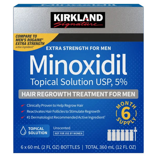 Kirkland 5% Minoxidil Extra Strength Liquid Hair Loss and Hair Regrowth Treatment 6 Month