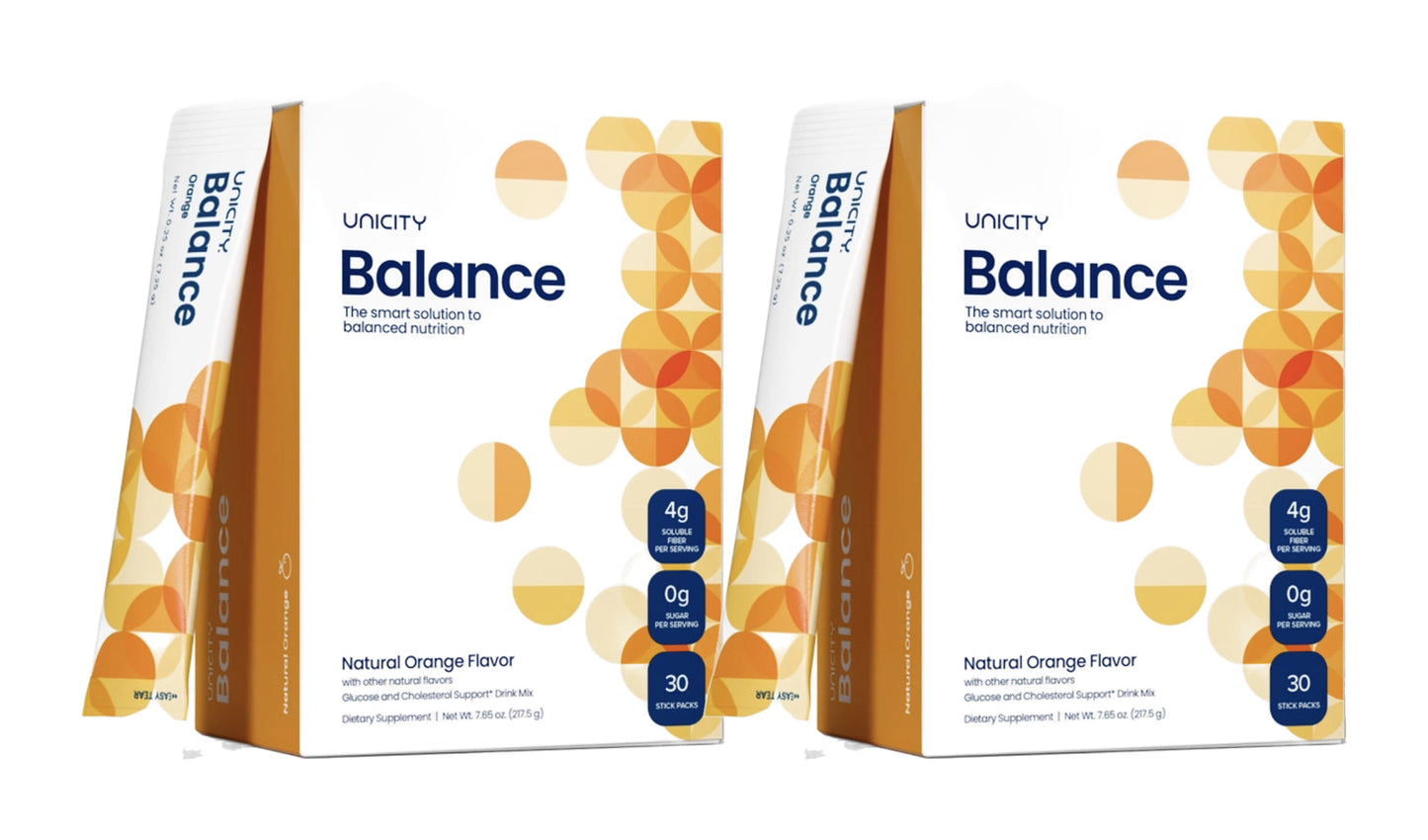 Unicity Balance Natural Orange Flavor Fiber Supplement Drink Mix - 30 Stick Packs