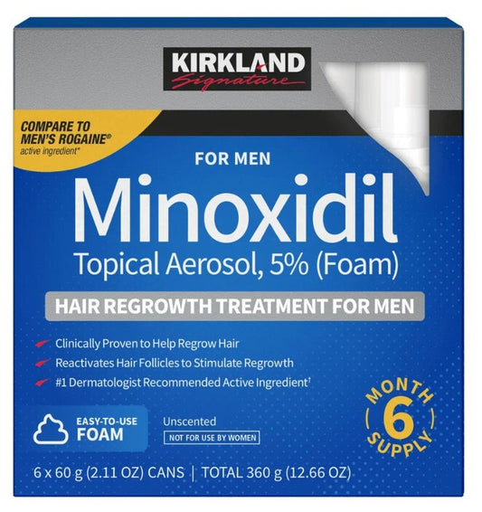 Kirkland Signature Foam Hair Regrowth Treatment Extra Strength for Men 6 month supply - SHIPCIE